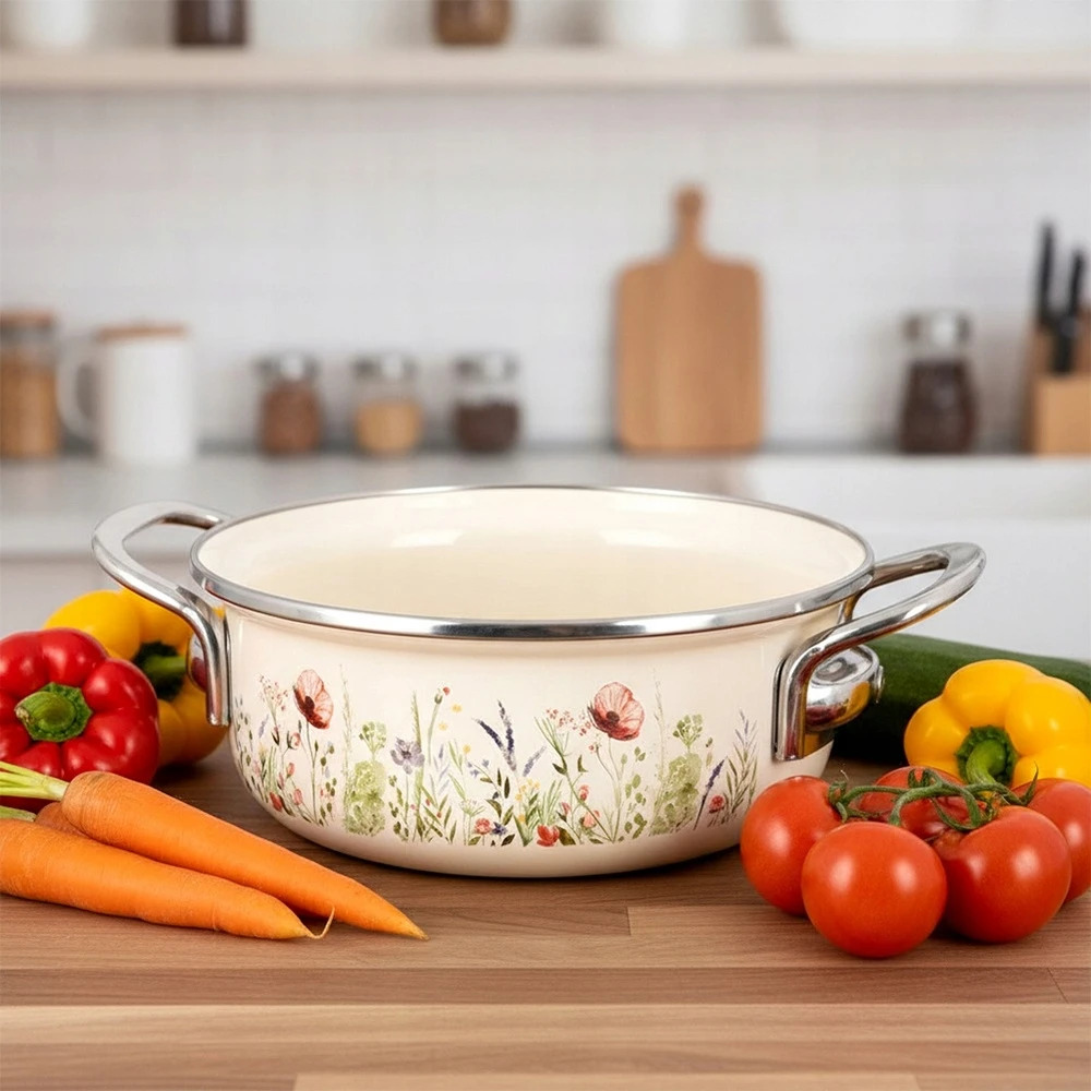 Lumarko Orion Kremas emaliuotas puodas MAKI 16 cm, 950 ml