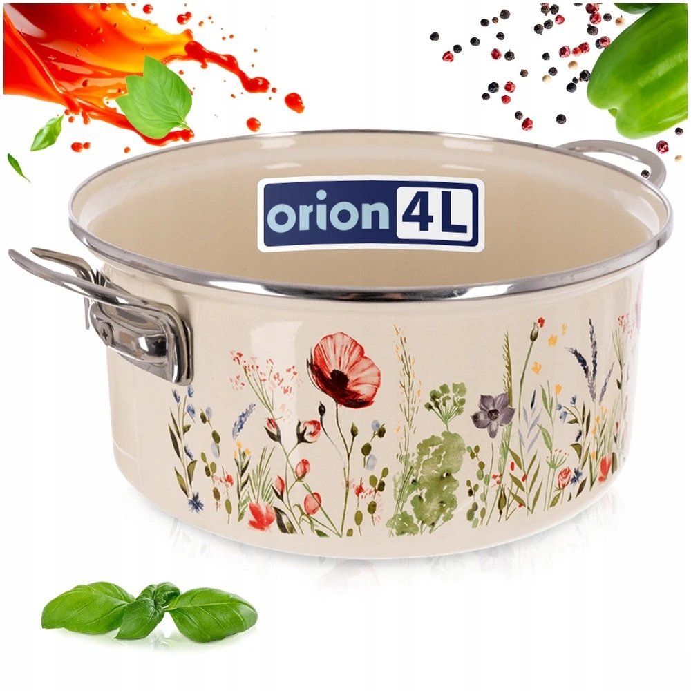 Orion Kreminiu emaliu dengtas puodas MAKI 24 cm, 3,8 l