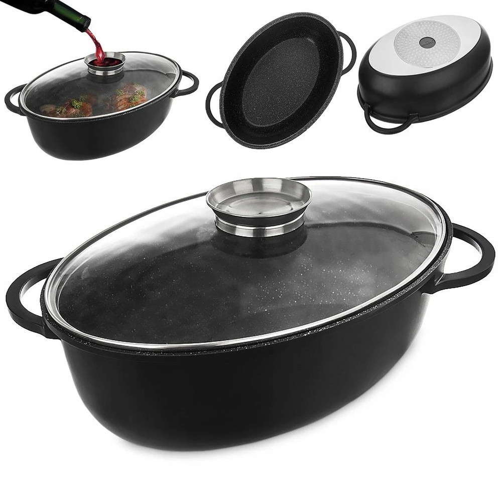 Orion RAINING BAN 45X27.5CM 8L ALIUMINIO GRANITINĖ DANGA SU STIKLO DANGELIS