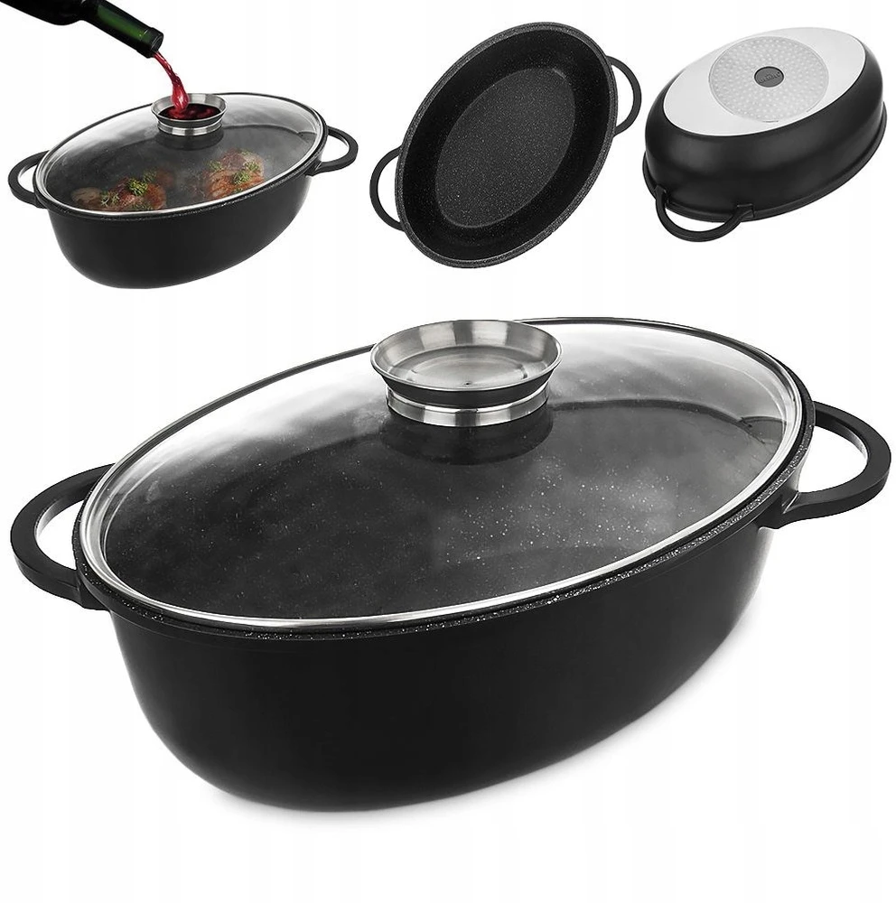 Orion RAINING BAN 45X27.5CM 8L ALIUMINIO GRANITINĖ DANGA SU STIKLO DANGELIS