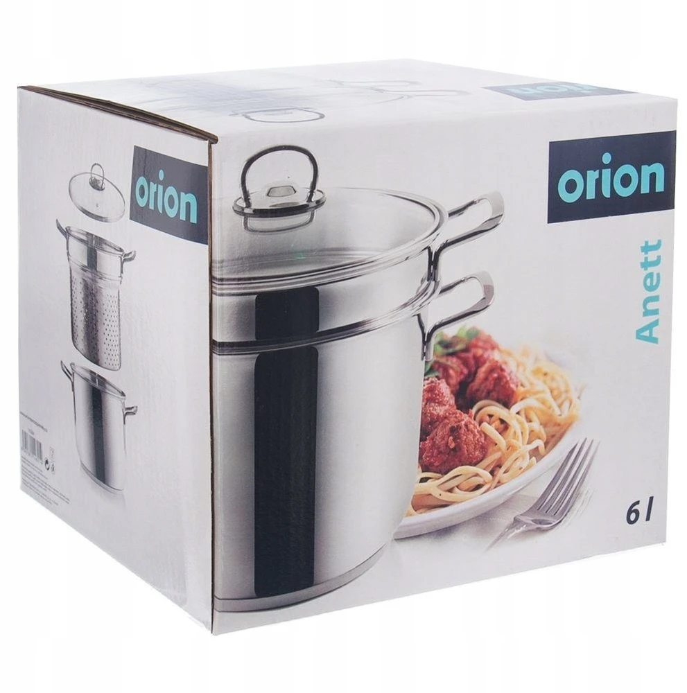 Orion STALOWY Puodas DO GOTOWANIA MAKARONU Z SITKIEM GAZ INDUKCJA Indaplovė 6L