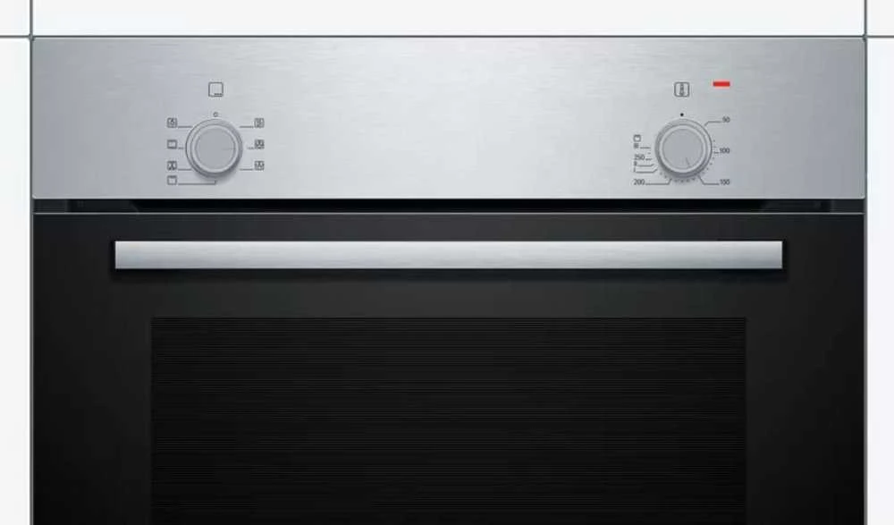 Orkaitė Bosch | Oven | HBF010BR1S | 66 L | A | Multifunctional | Manual | Knobs | Height 59.5 cm | Plotis 59.4 cm | Nerūdijantis plienas