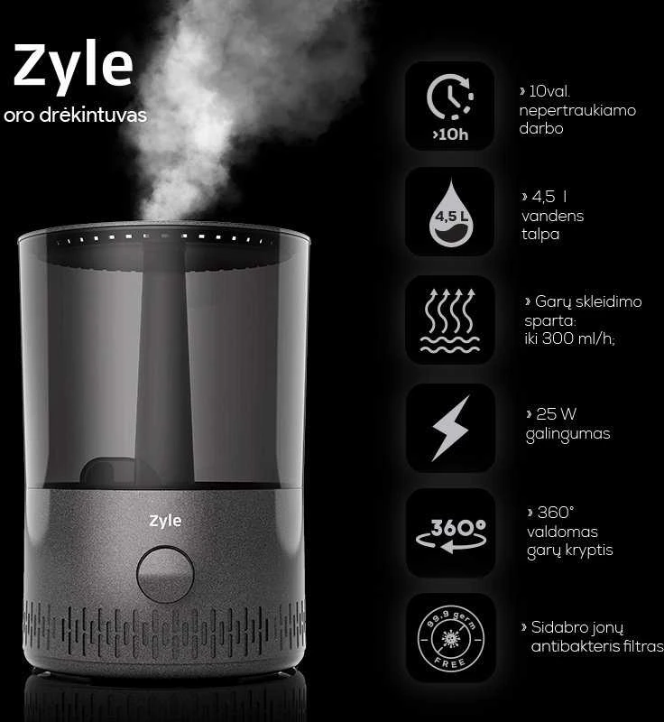 Oro drėkintuvas Zyle ZY204HG, 4,5 l
