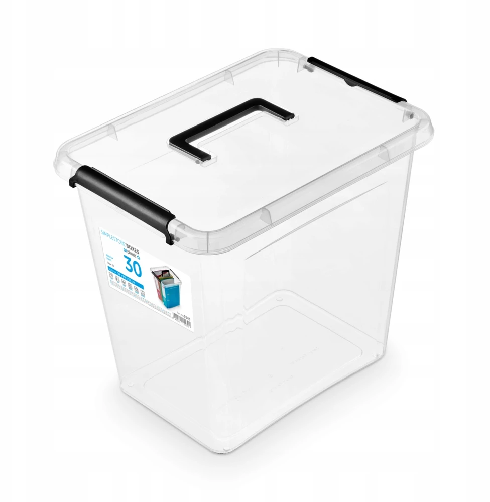 Orplast Pojemnik plastikowy 30 L su pokrywą i rączką, permatomas organizer