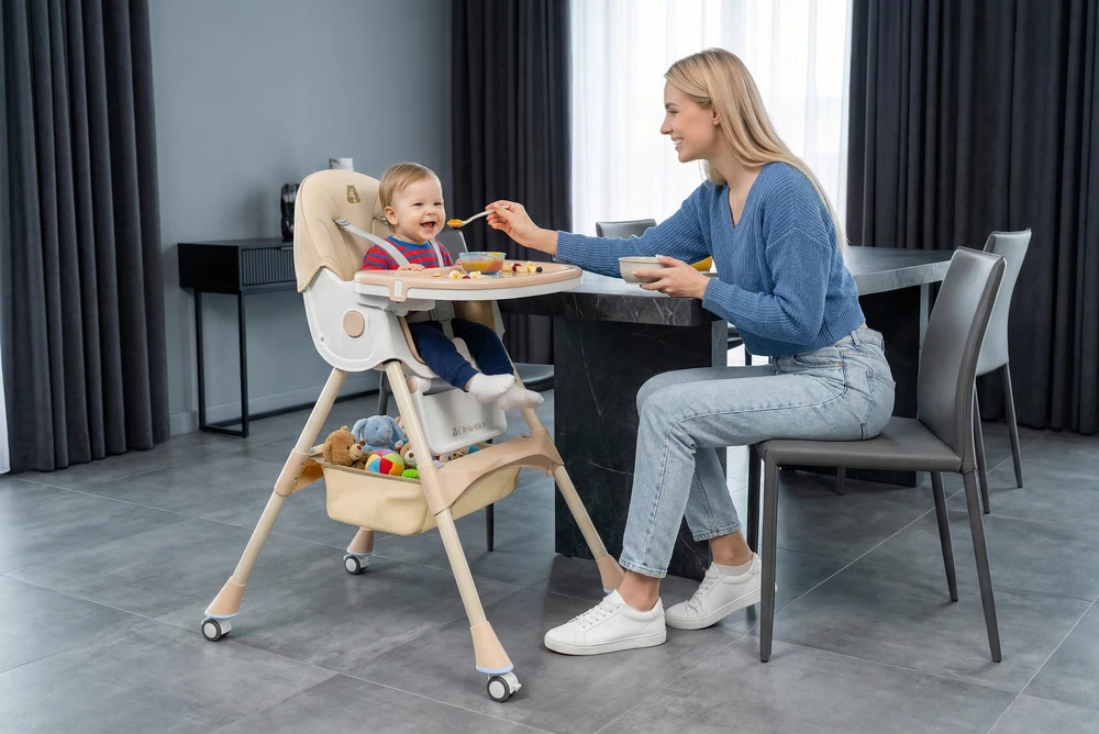 Orsetto MAITINIMO KĖDĖ SU SUPAMOJO FUNKCIJA VAIKAMS 6 viename SUlenkiama smėlio spalvos