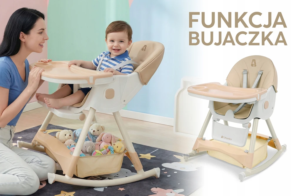 Orsetto MAITINIMO KĖDĖ SU SUPAMOJO FUNKCIJA VAIKAMS 6 viename SUlenkiama smėlio spalvos