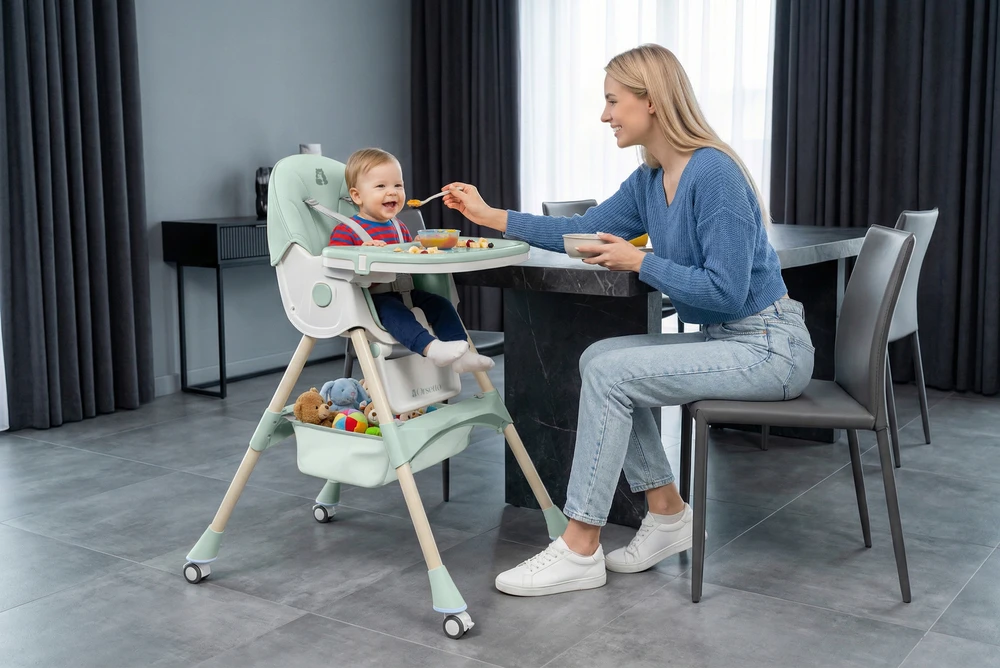 Orsetto MAITINIMO KĖDĖ SU SUPAMOJO FUNKCIJA VAIKAMS 6 viename SULANKSTAMAS ŽALIA