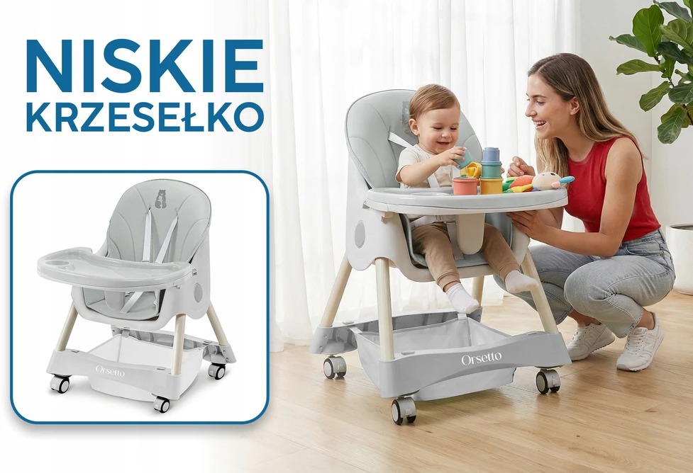 Orsetto VAIKŲ KARAMELĖ MAITINIMO KĖDĖ 4 IN 1, sulankstoma DIRŽELAIS + NEMOKAMAI