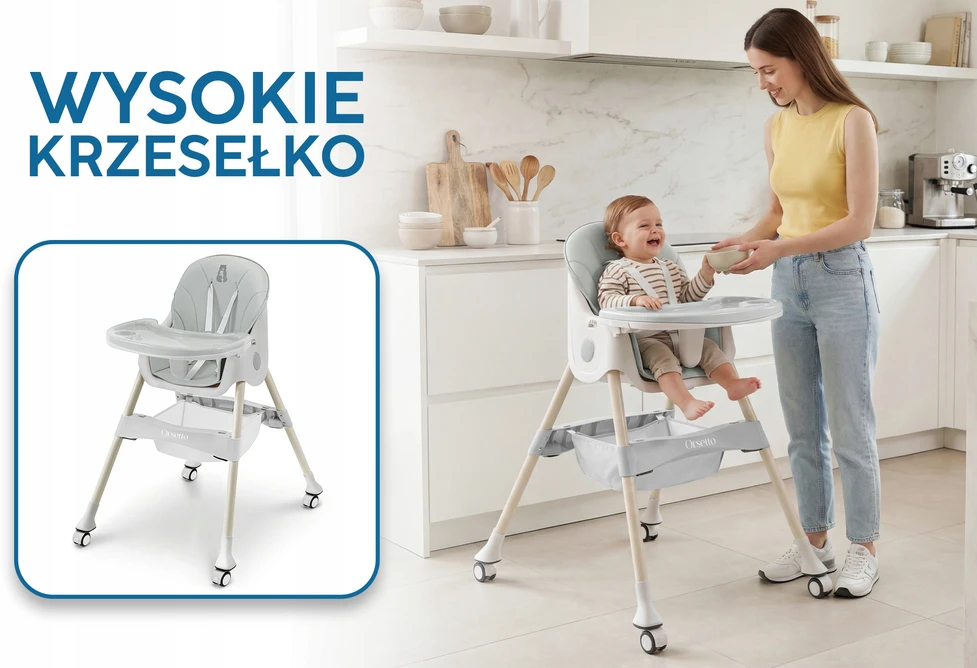 Orsetto VAIKŲ KARAMELĖ MAITINIMO KĖDĖ 4 IN 1, sulankstoma DIRŽELAIS + NEMOKAMAI
