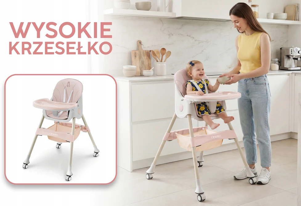 Orsetto VAIKŲ KARAMELĖ MAITINIMO KĖDĖ 4 IN 1, SULANKSTAMAS DIRŽELAIS + NEMOKAMAI