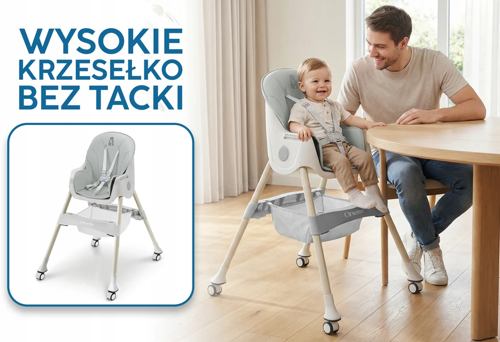 Orsetto VAIKŲ KARAMELĖ MAITINIMO KĖDĖ 4 IN 1, sulankstoma DIRŽELAIS + NEMOKAMAI