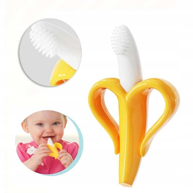 Ortodontinis logopedinis silikoninis dantukas - Geltona 3D Banana