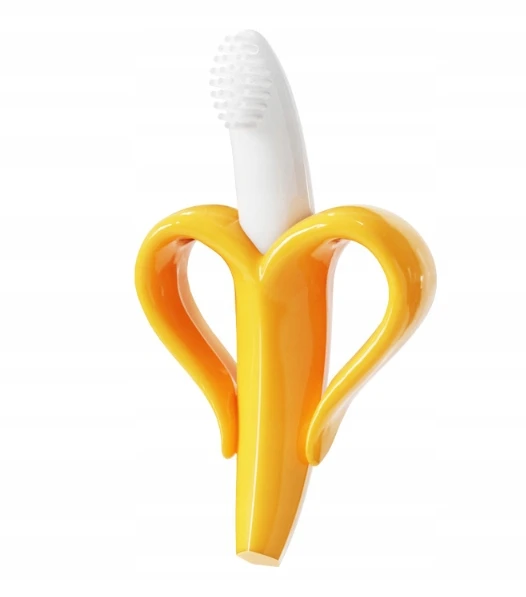 Ortodontinis logopedinis silikoninis dantukas - Geltona 3D Banana