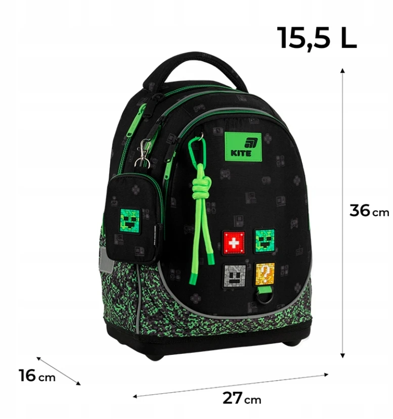 Ortopedinė mokyklinė kuprinė Kite Pixel berniukui, 15 l