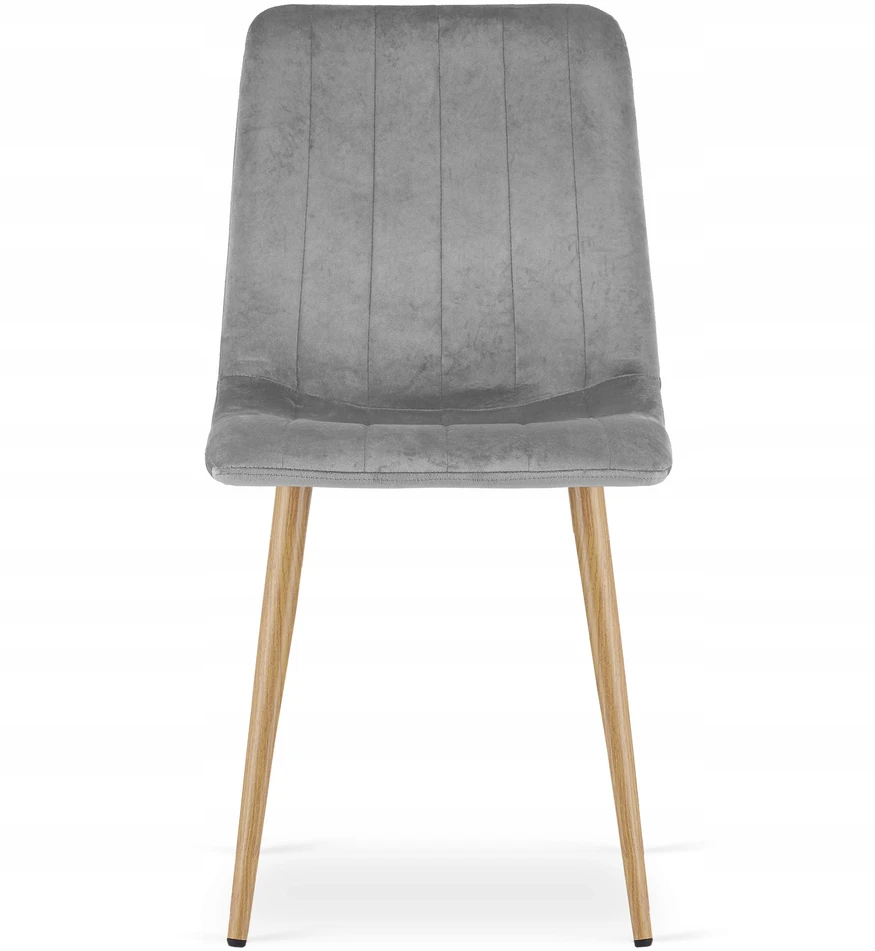 Oskar Kėdė su veliūriniu apmušalu ir metalinėmis medienos imitacijos kojomis, šviesiai pilka, 86 × 55 cm