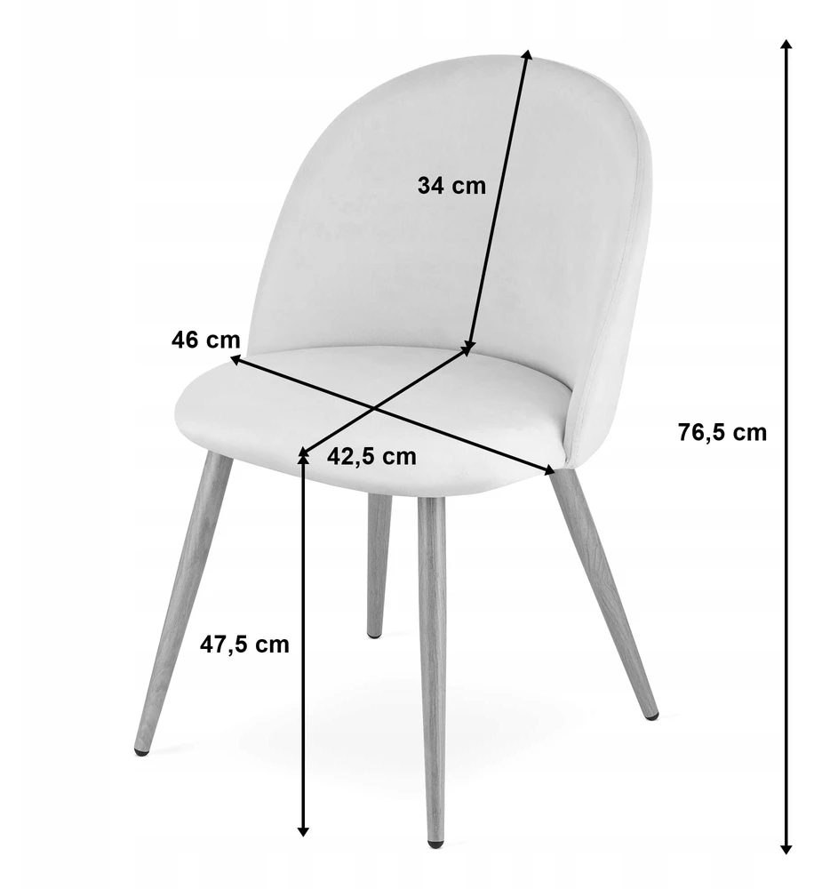 Oskar Kėdė BELLO su metalinėmis kojomis, tamsiai pilka, 76,5 cm, 2 vnt.