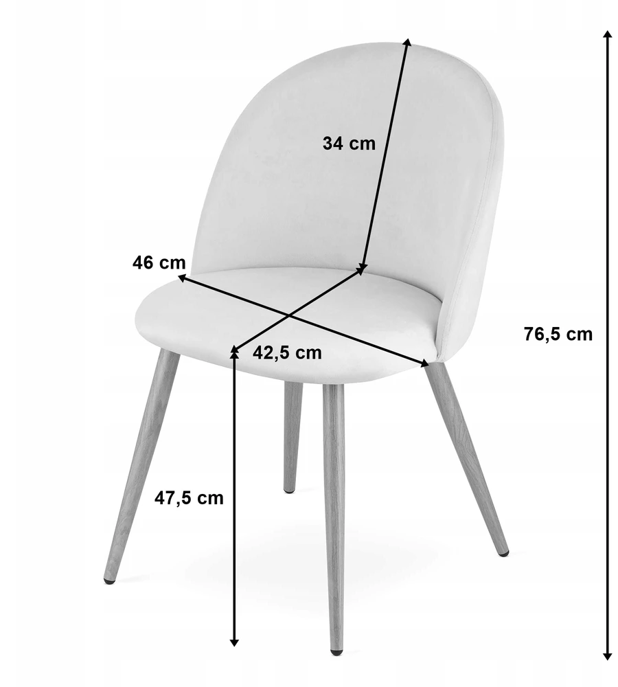 Oskar Kėdė BELLO, aksominė, su juodomis metalinėmis kojomis, smėlinė, 76,5 cm