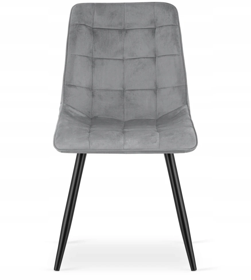 Oskar KĖDĖ SVETAINEI VALGOMO VIRTUVĖS SKILTAS, šviesiai pilkas aksomas, juodos kojos, 3 vnt.