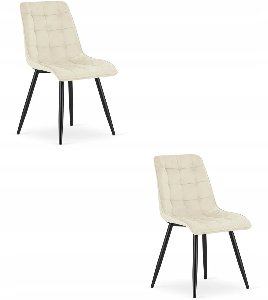 Oskar SPLIT kėdė - šviesiai smėlio spalvos aksominė / juodos kojos x 2, LEOBERT, .590333209730