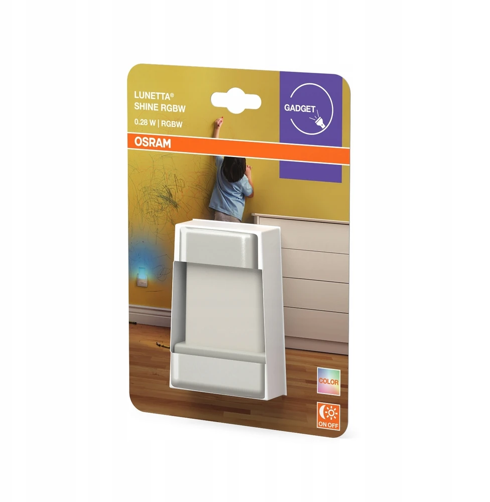 Osram 0,28W LED naktinis šviestuvas LUNETTA, baltas, 2700/6000K/RGB, su šviesos jutikliu