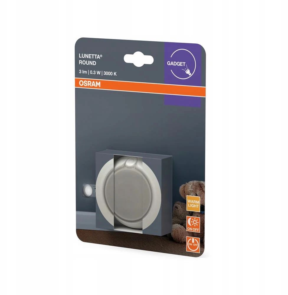 Osram 0,3W LED naktinis šviestuvas LUNETTA, baltas, 3000K, su šviesos jutikliu