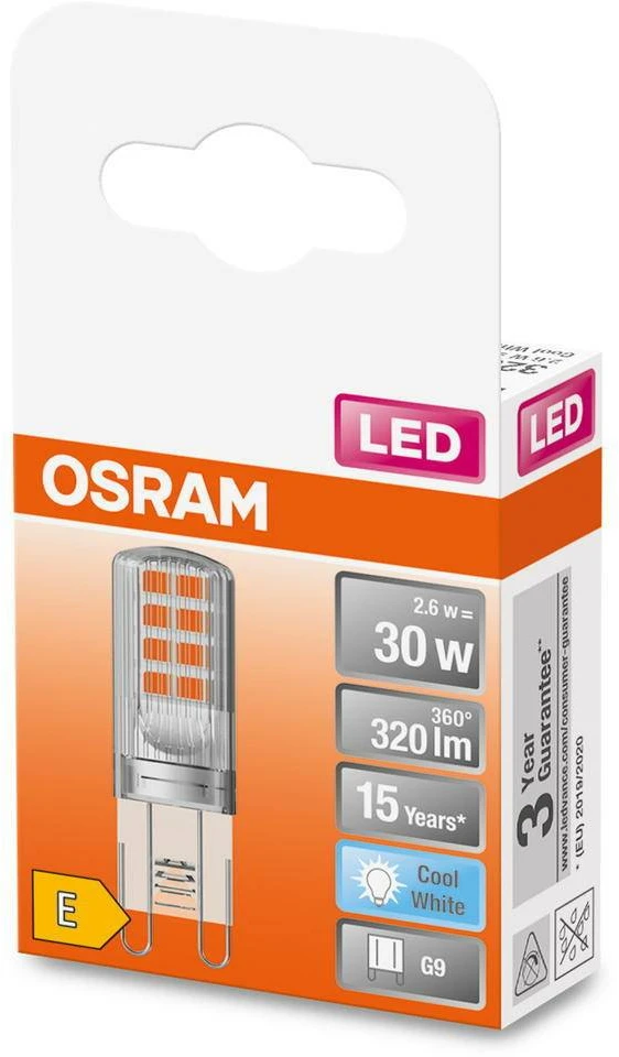 Candellux OSRAM LED kapsulinė lemputė PIN 30, G9, 2,6W, 4000 K, 320 lm, šaltai baltos sp.