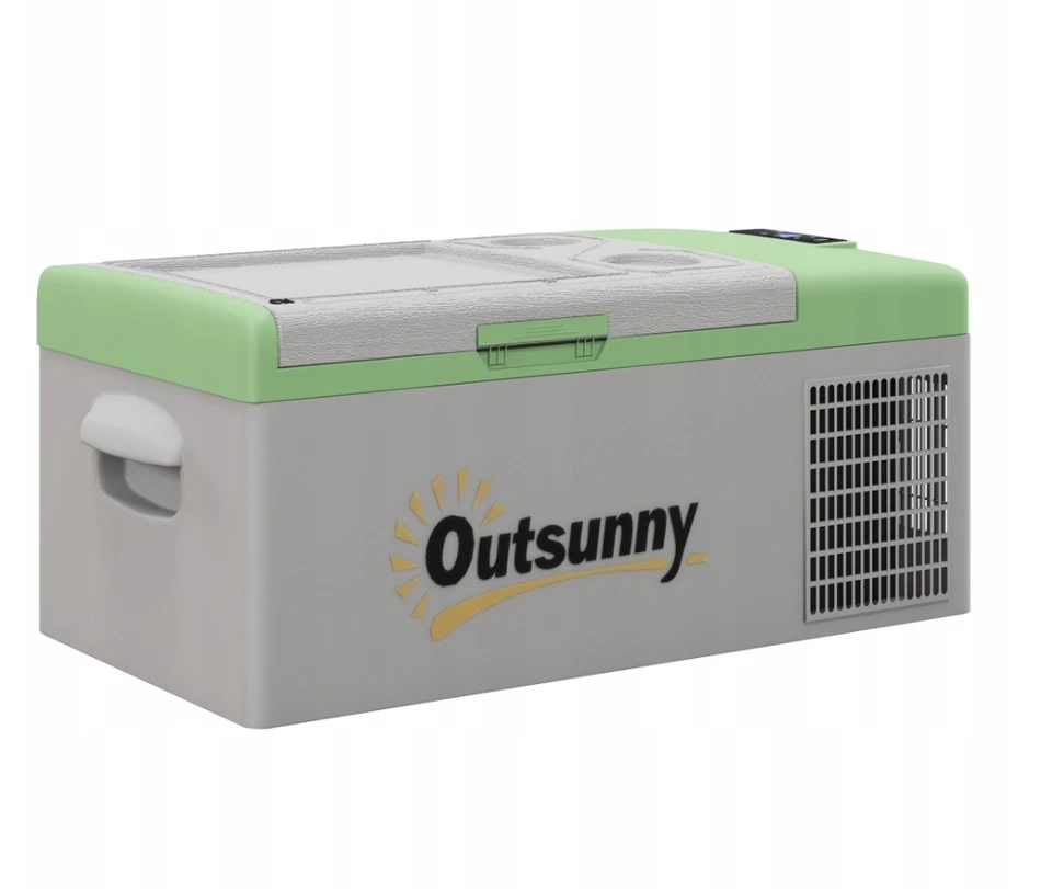 Outsunny kompresorinis šaldytuvas 16 l, automobilinis šaldytuvas 12/24 V DC ir 100-240 V AC, iki -20 °C, nešiojama šaldymo dėžė su MAX/ECO režimais, mini šaldytuvas stovyklavimui, sunkvežimiui, valčiai, kemperiui ir elektros lizdui