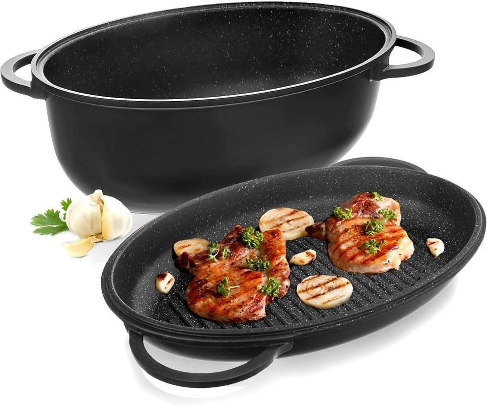 Orion Kepimo indas granitinė su dangčiu 2 viename GRANDE 10 l, 43x28 cm