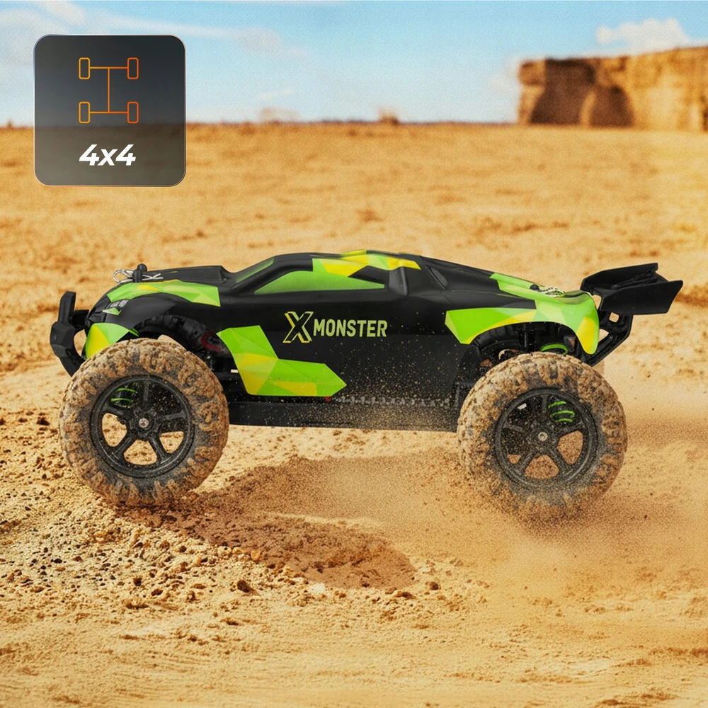 Overmax RC nuotoliniu būdu valdomas automobilis 40min 100m 4x4 30km/h 2xbaterija 1:18 + BŪSTAS