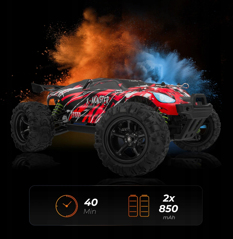 Overmax RC nuotoliniu būdu valdomas automobilis 40min 100m 4x4 30km/h 2xbaterija 1:18 + BŪSTAS