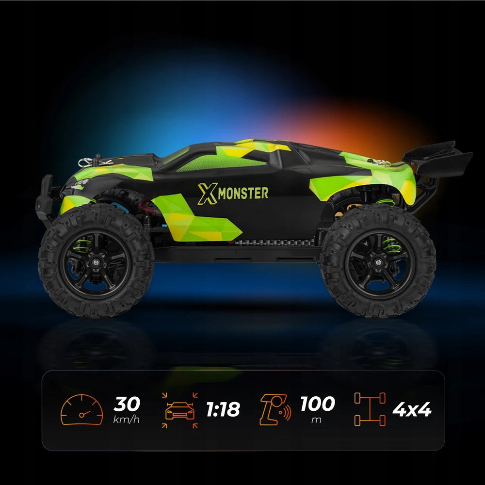 Overmax RC nuotoliniu būdu valdomas automobilis 40min 100m 4x4 30km/h 2xbaterija 1:18 + BŪSTAS