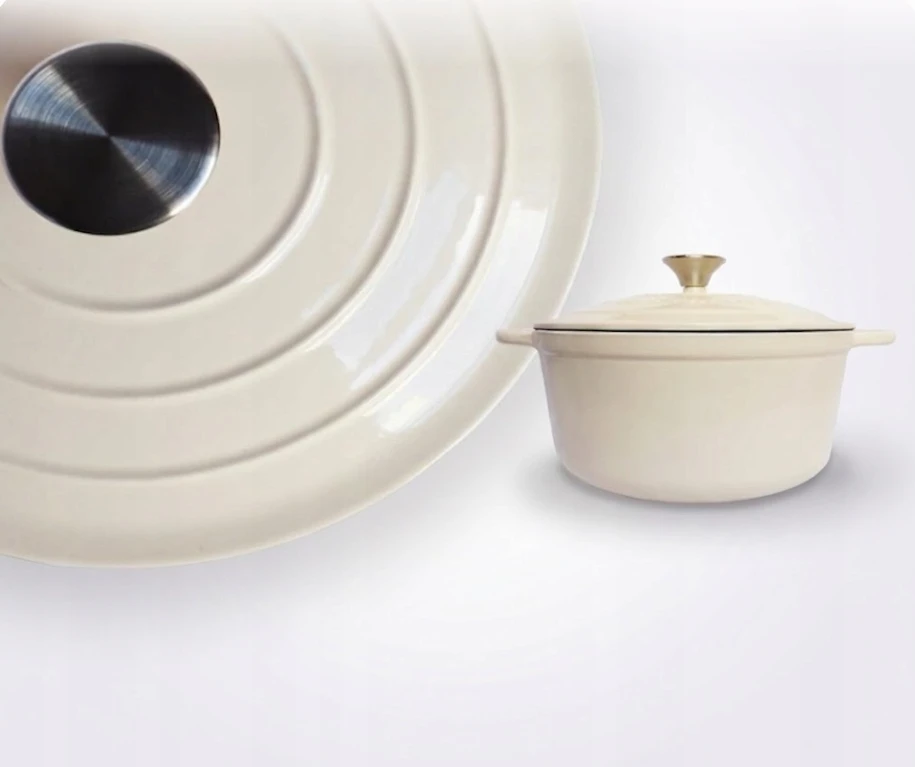 Overmont Emaliuotas ketaus puodas olandiška orkaitė 26 cm 4,7 l indukcinė orkaitės duona