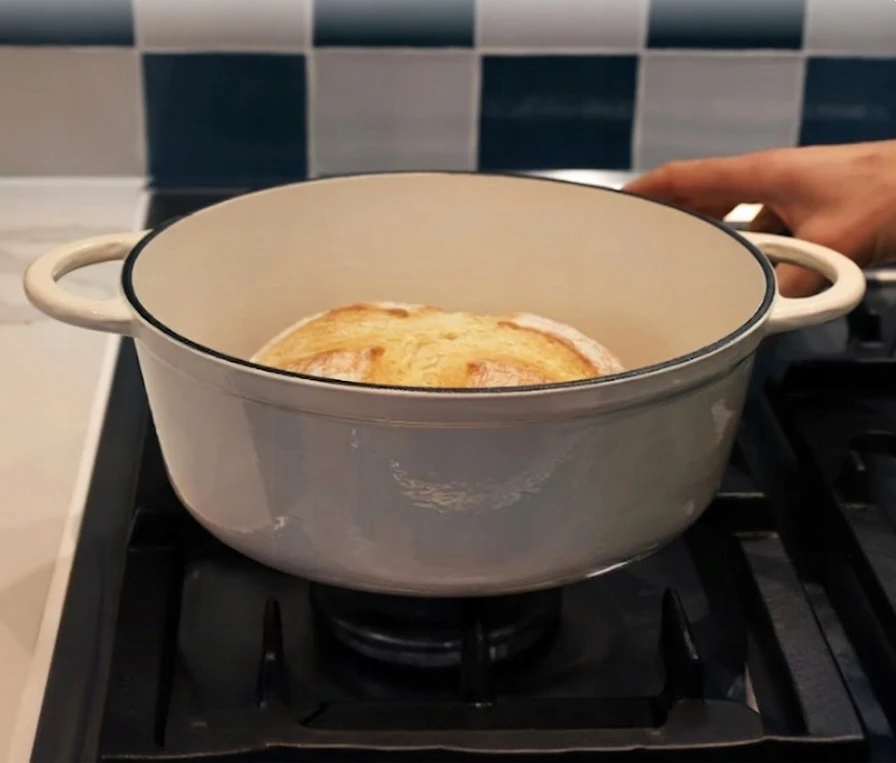 Overmont Emaliuotas ketaus puodas olandiška orkaitė 26 cm 4,7 l indukcinė orkaitės duona