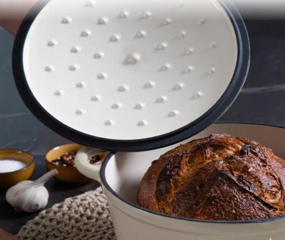 Overmont Emaliuotas ketaus puodas olandiška orkaitė 26 cm 4,7 l indukcinė orkaitės duona