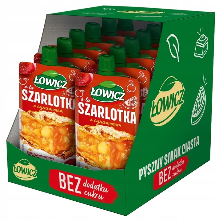 Łowicz Ryžių ir vaisių desertas a la obuolių pyragas su cinamonu 100 g x 12 vnt.