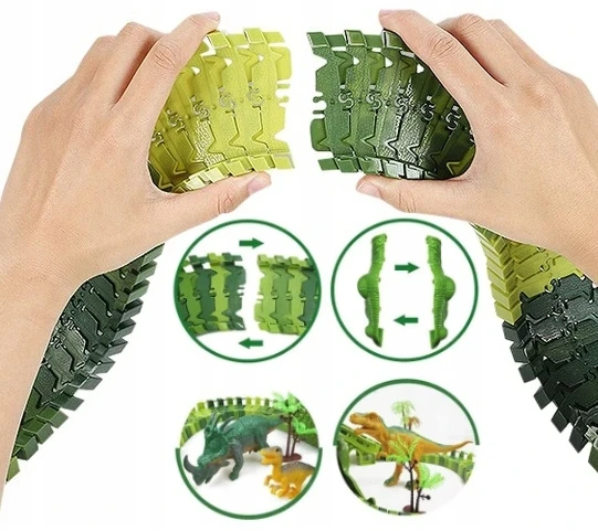 Owl Tech MEGA RACE TRAK DINOZAUURŲ PARKAS MAGIC TRACK AUTOMOBILIŲ KONSTRUKCIJOS RINKINYS 270