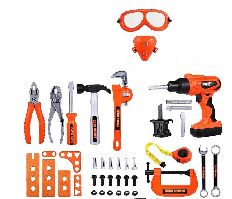 Owl Tech „Pasidaryk pats“ (pasidaryk pats) „DIY KIT“ DIRBTINĖS ĮRANKIŲ DĖŽĖ, BATERIJA MAITOMAS GRĄŽtuvas 65 vnt.