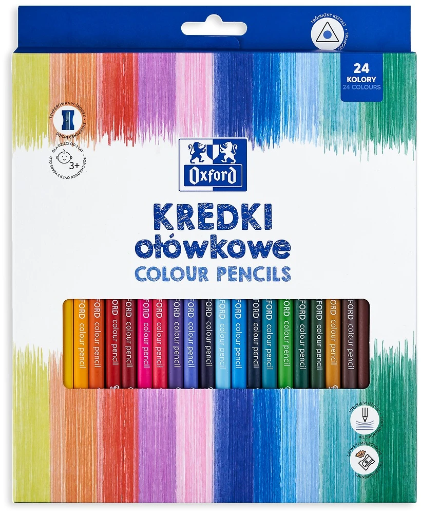 Oxford "Olo" trikampiai pieštukai 12 spalvų