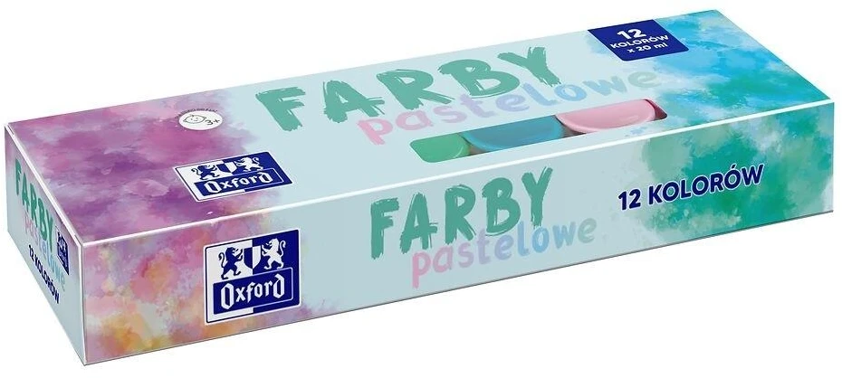 Oxford pastelinių plakato dažų rinkinys, 12 spalvų, 20ml