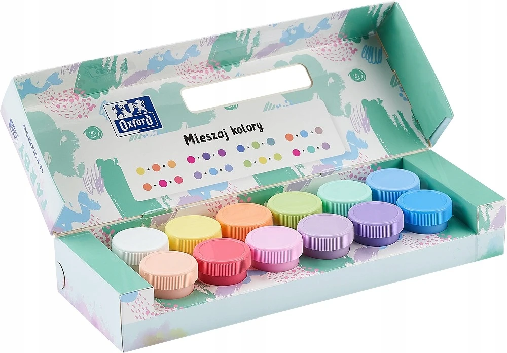 Oxford pastelinių plakato dažų rinkinys, 12 spalvų, 20ml