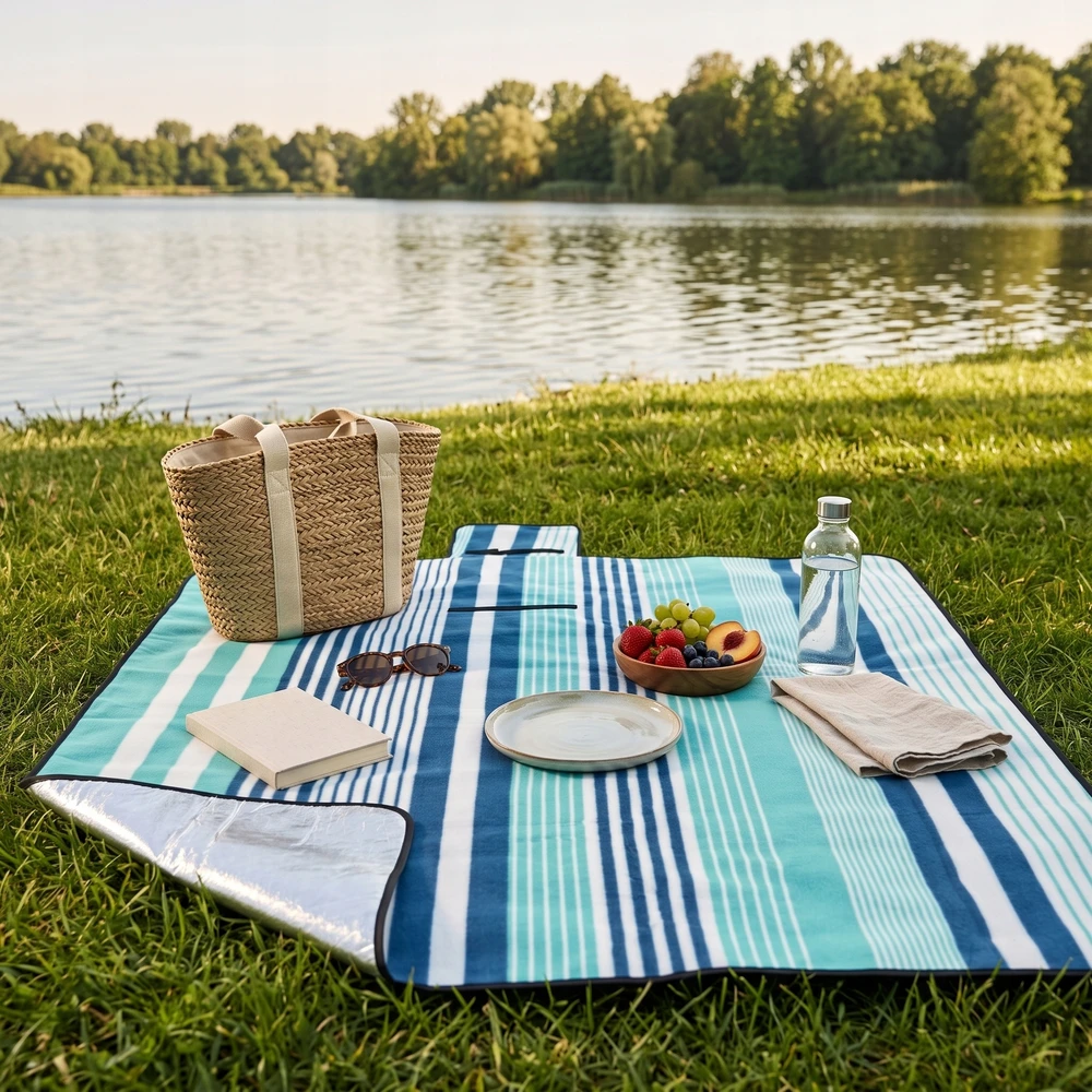 Łóżkoholicy Pikniko ir paplūdimio pledas Pablo 200x200 cm su aliuminine izoliacija