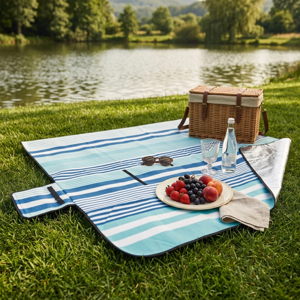 Łóżkoholicy Pikniko ir paplūdimio pledas Pablo 200x200 cm su aliuminine izoliacija