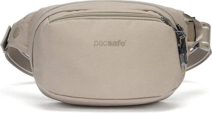 Pacsafe Vibe 100 antivagiška juosmens rankinė su RFID apsauga, 4 l, smėlio (bežinė) spalvos
