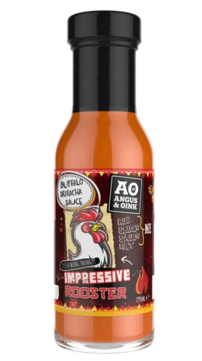 Angus Amp Oink Angus Oink Padažas sparneliams "Impressive Rooster Buffalo Sriracha"