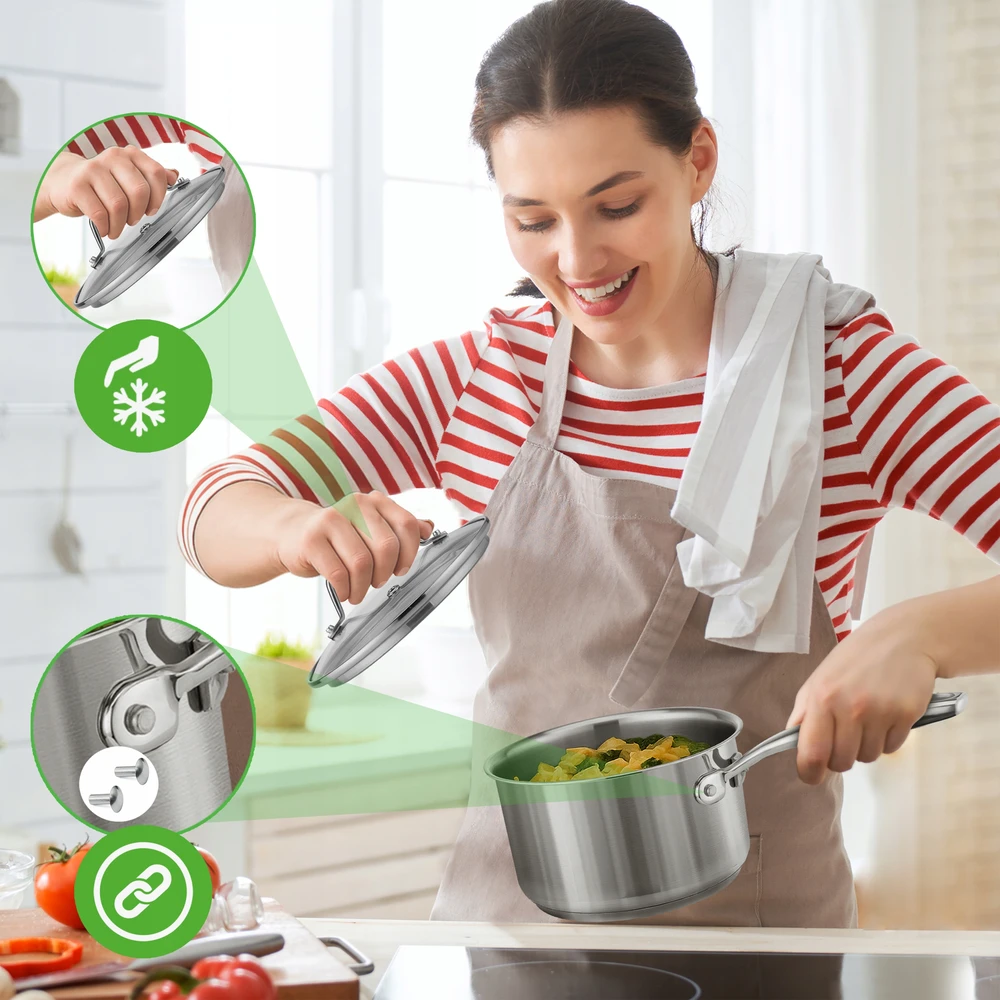 PADAŽO PUODŲ ŠILDYMO PUODAS NUTRICHEF PLIENAS STIPRUS SU dangteliu