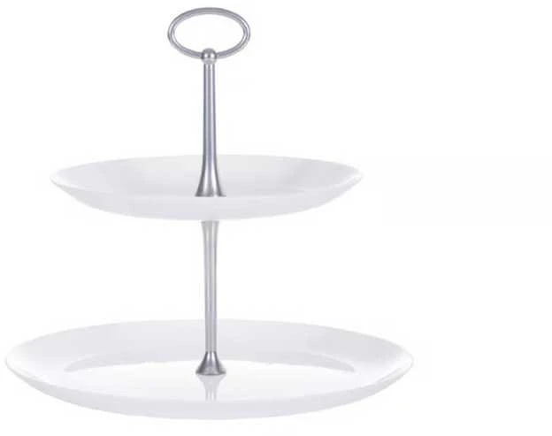 Padėklas stiklinis 2 aukštų 25x25x23 cm baltos spalvos VALENCIA Ambition 10379