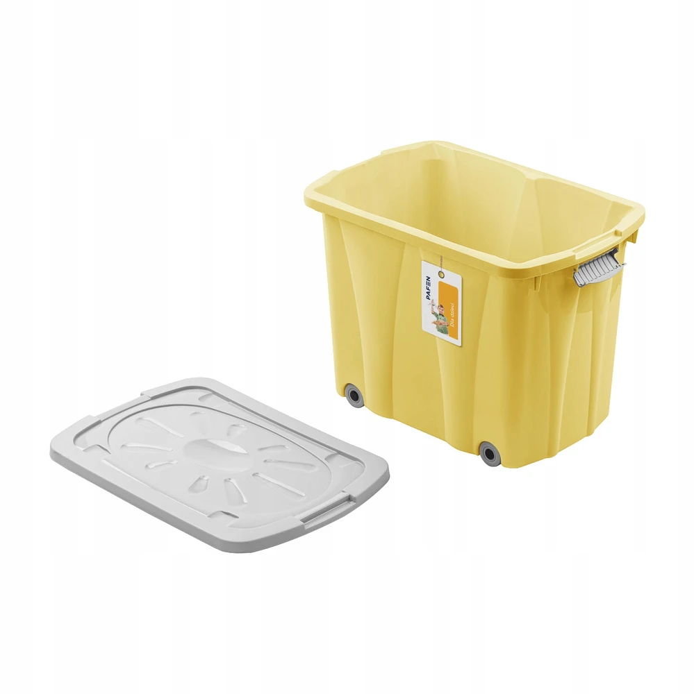 Pafen Pojemnik na zabawki su płaską pokrywą XL Geltonas