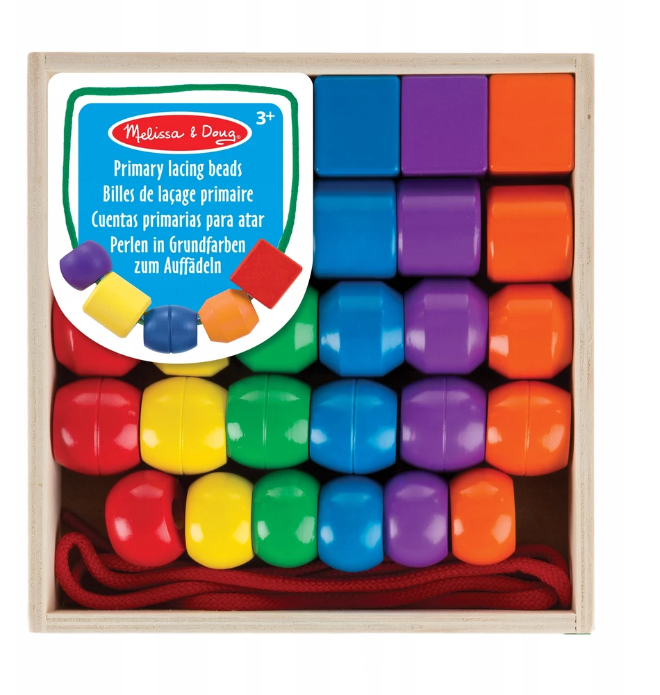 Pagrindinių raištelių karoliukai - MELISSA & DOUG - Trisdešimt medinių karoliukų - Mišrus - Nuo 3 metų