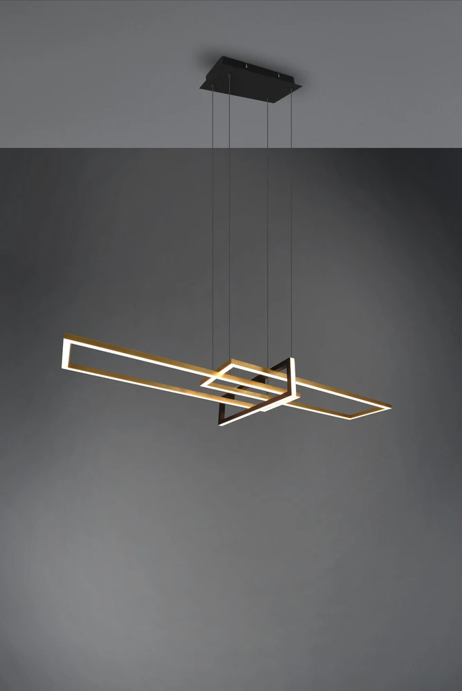 Pakabinamas šviestuvas Pakabinamas LED šviestuvas TRIO Harper, 42W, 3000K, 5700lm, juodos/medžio sp.,115x44x150cm