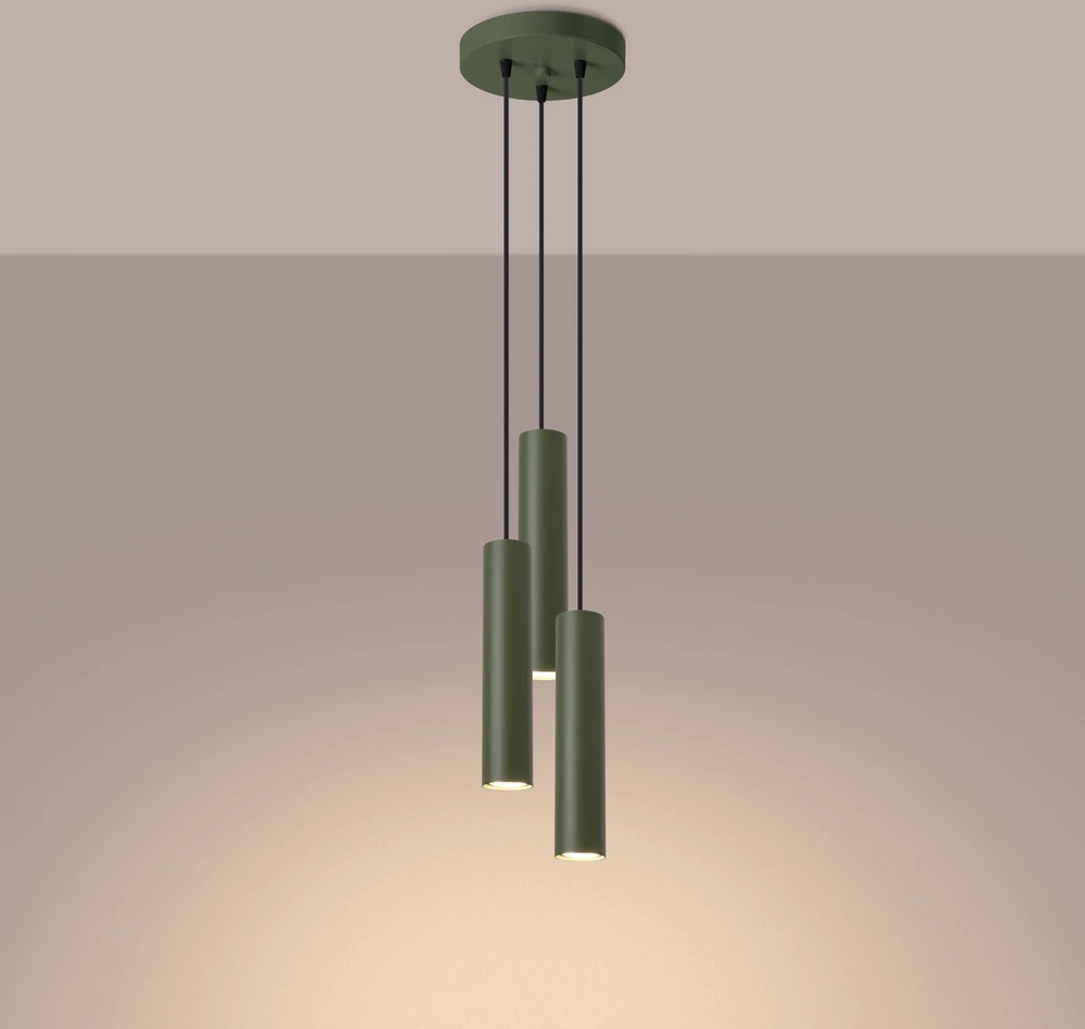 Sollux Lighting Pakabinamas šviestuvas LAGOS 3P alyvuogių žalia